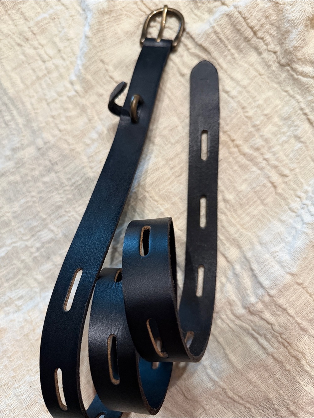 Madewell Classic Black and Gold adjustable Leather Belt